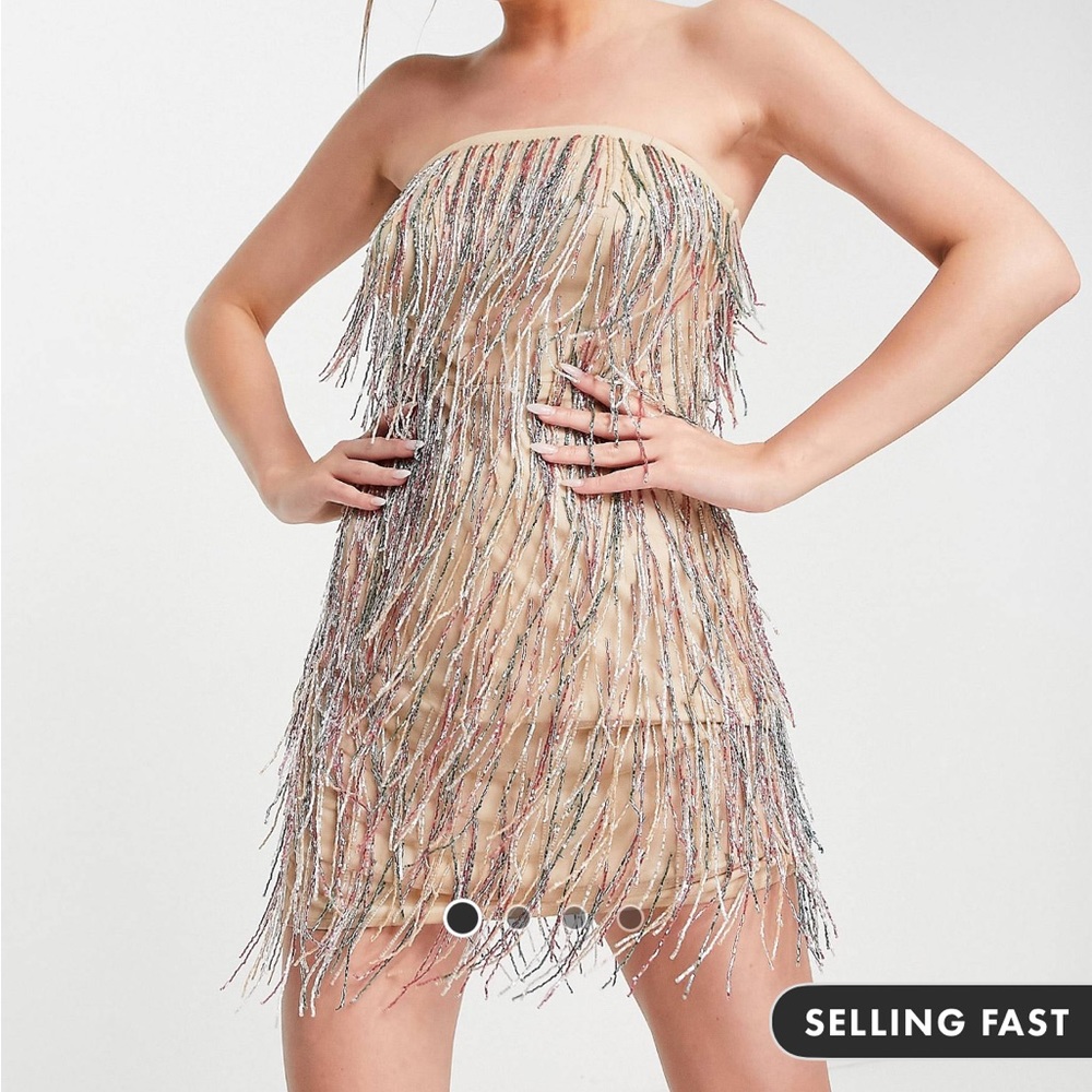 Elegant Strapless Fringe Dress